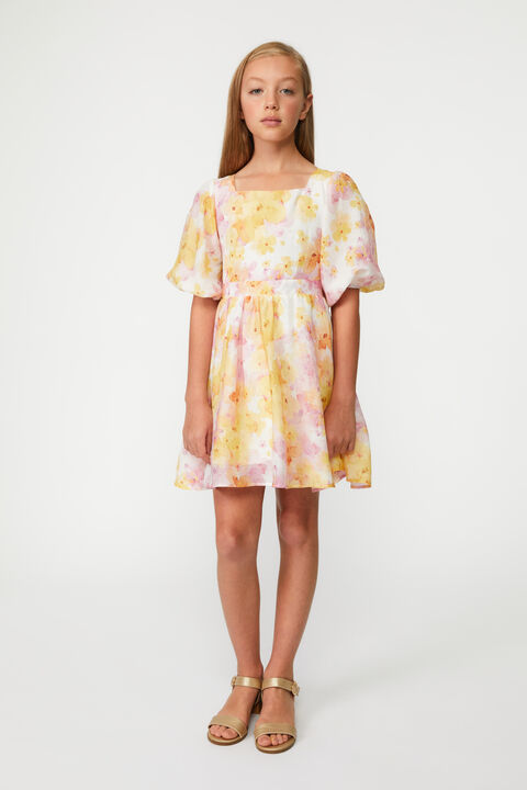 Girls ZANTHI MINI FLORAL DRESS in colour YELLOW IRIS