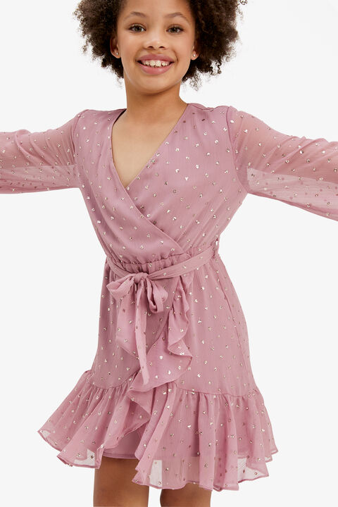GIRLS CANDICE WRAP DRESS in colour SWEET LILAC