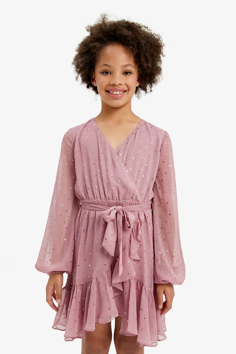 GIRLS CANDICE WRAP DRESS in colour SWEET LILAC