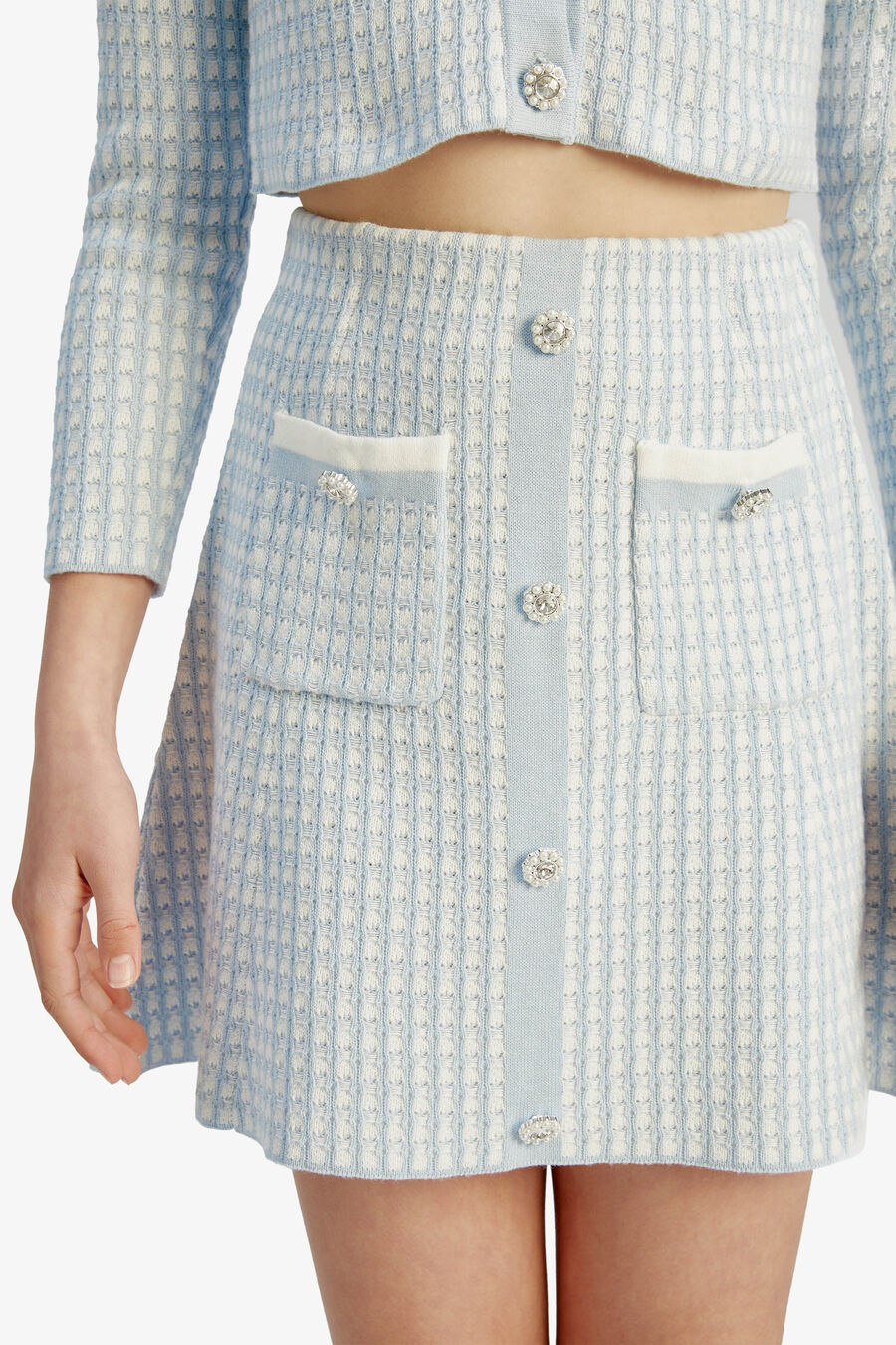 Girls Gingham Knit Mini Skirt