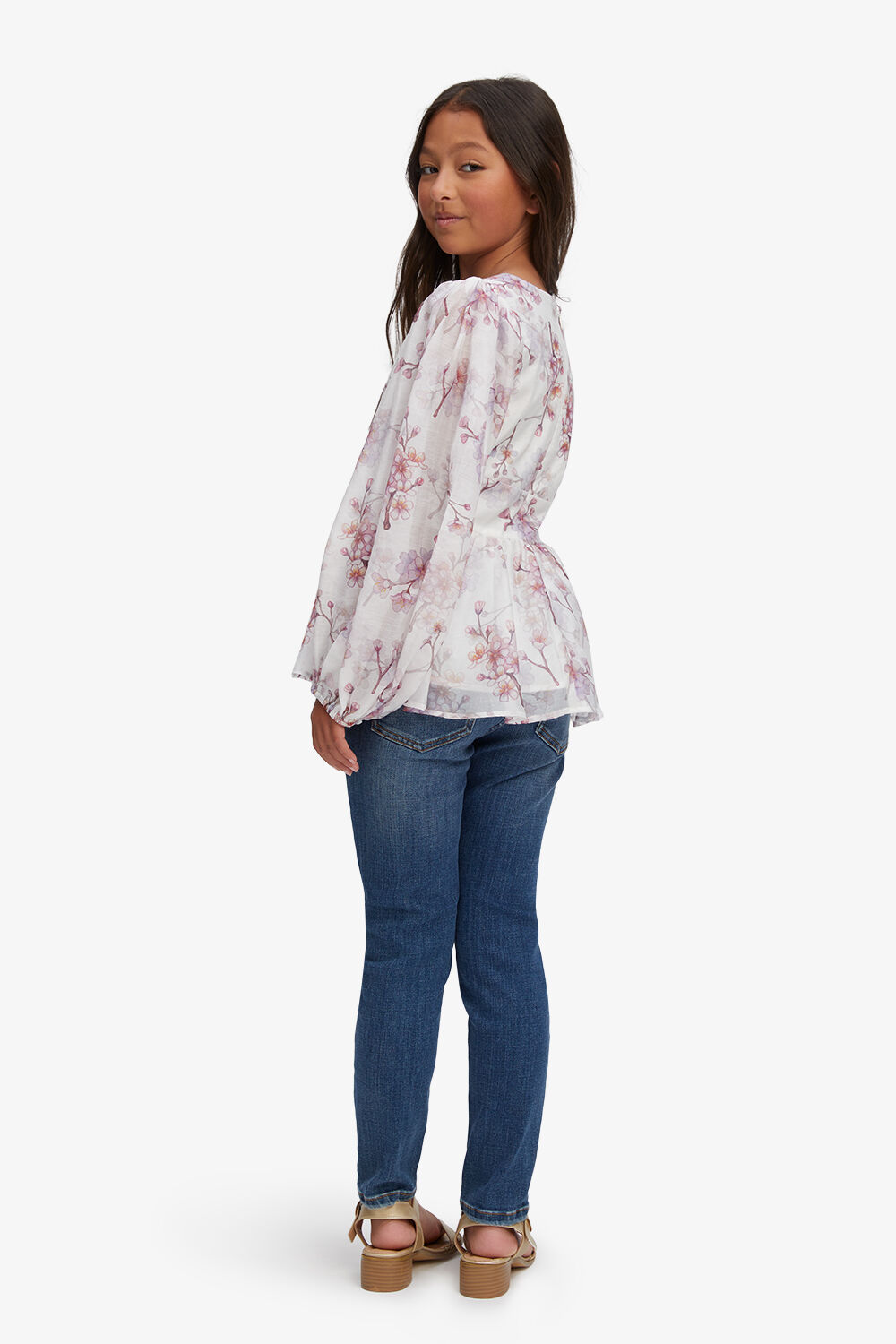 GIRLS RAISA PEPLUM TOP in colour BLOSSOM