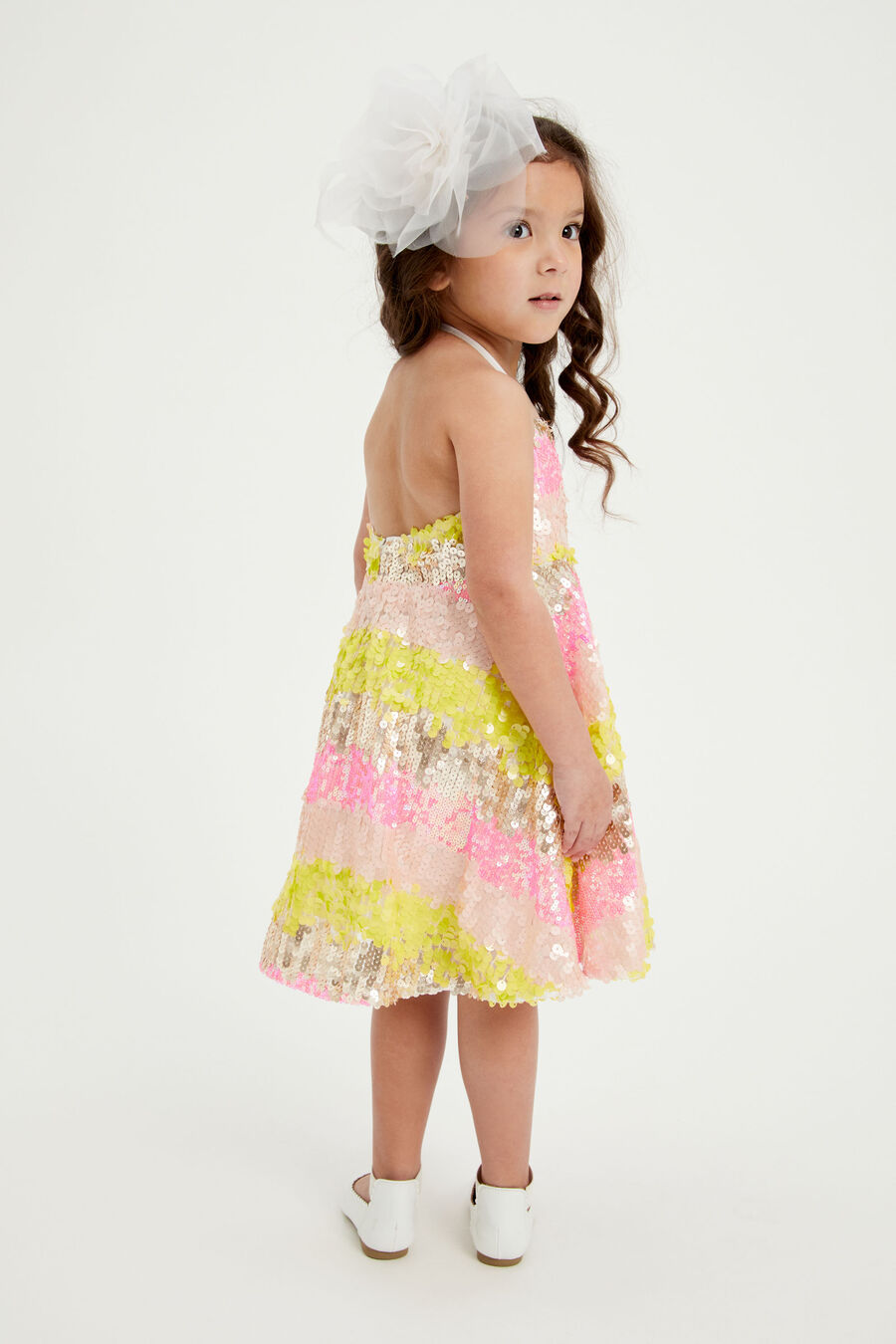 Girls Sequin Halter Dress