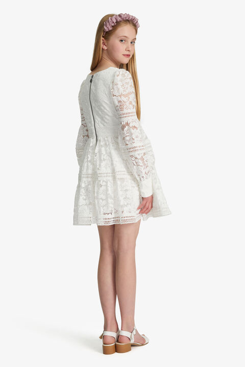 GIRLS LENNIE LACE SPARKLE DRESS in colour CLOUD DANCER