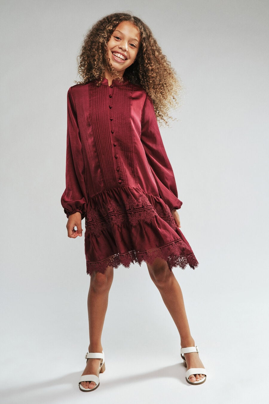 Girls Anie Satin Shirt Dress
