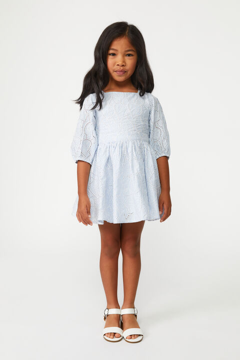 GIRLS MINI STRIPE DRESS in colour GRAY DAWN