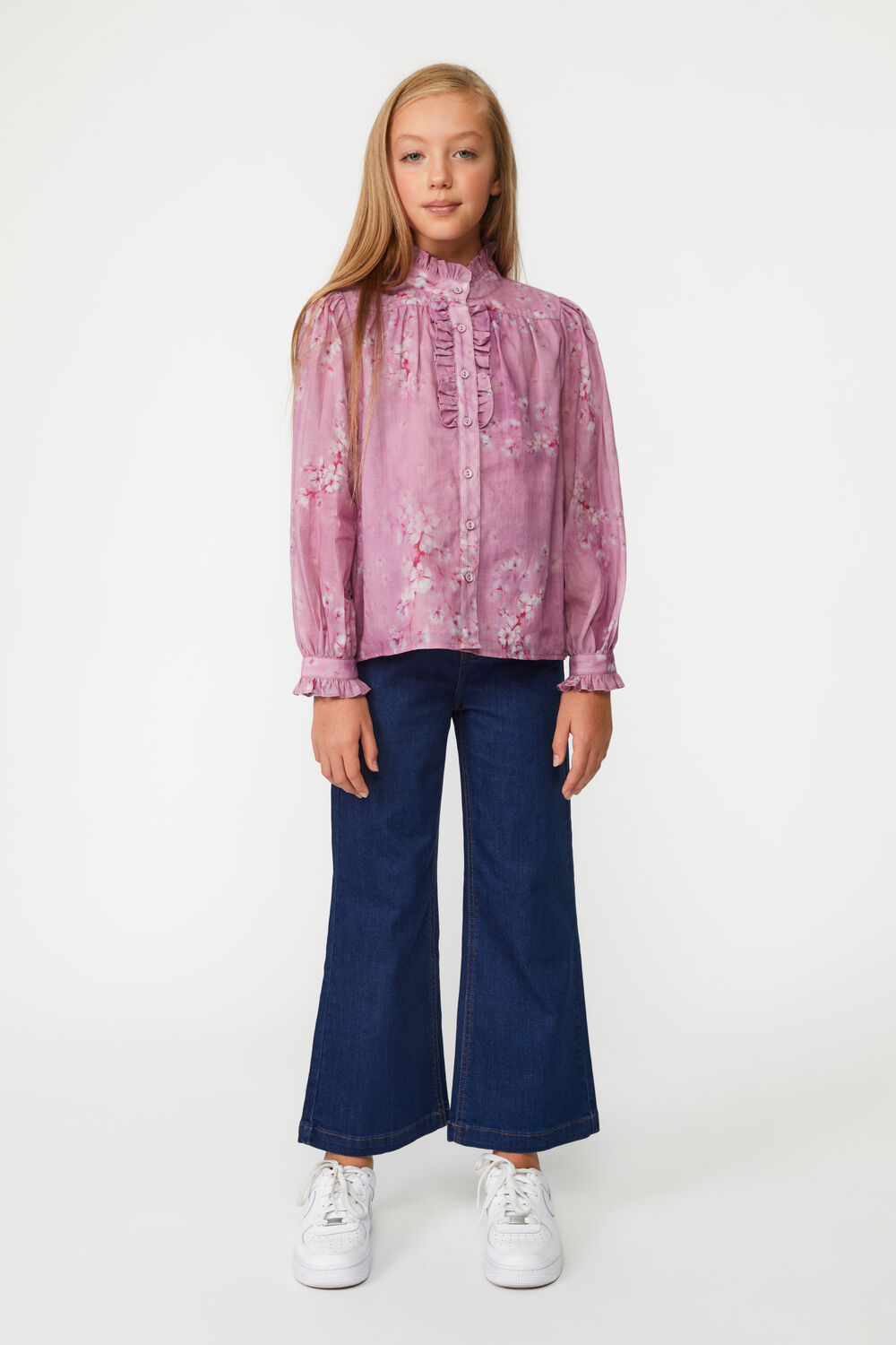 Girls MATILDA FLORAL BLOUSE in colour PEACH WHIP