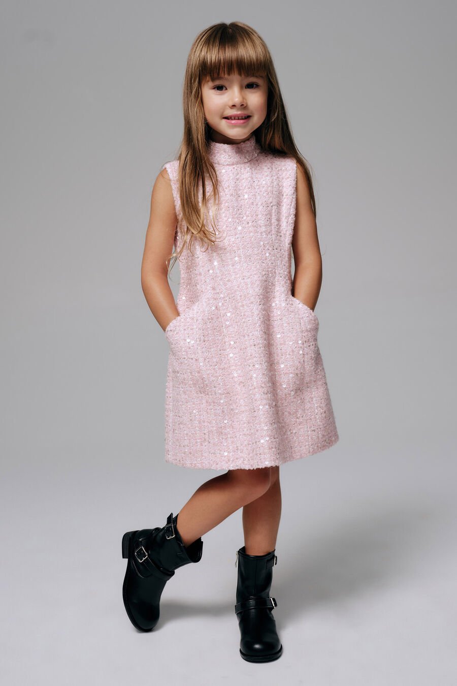 Girls Harper Sequin Boucle Mini Dress