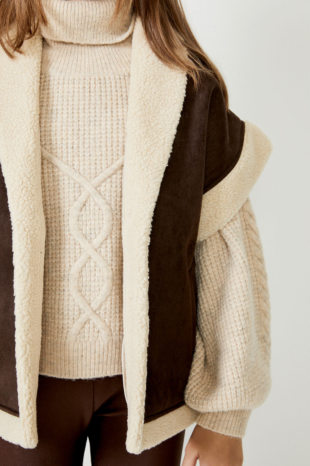 GIRLS FREYA SHEARLING VEST in colour CHOCOLATE BROWN