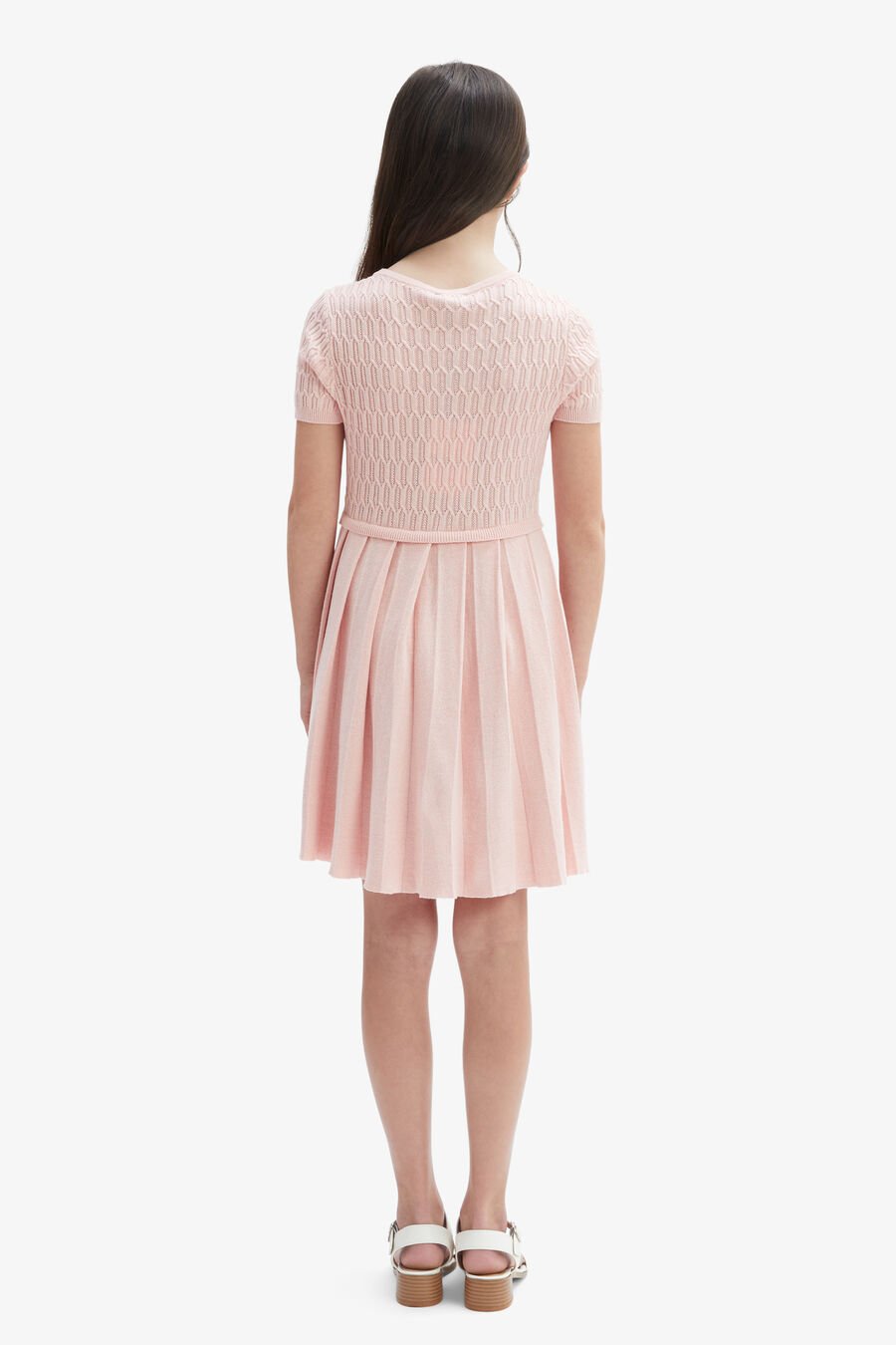 Girls Pleat Knit Mini Dress