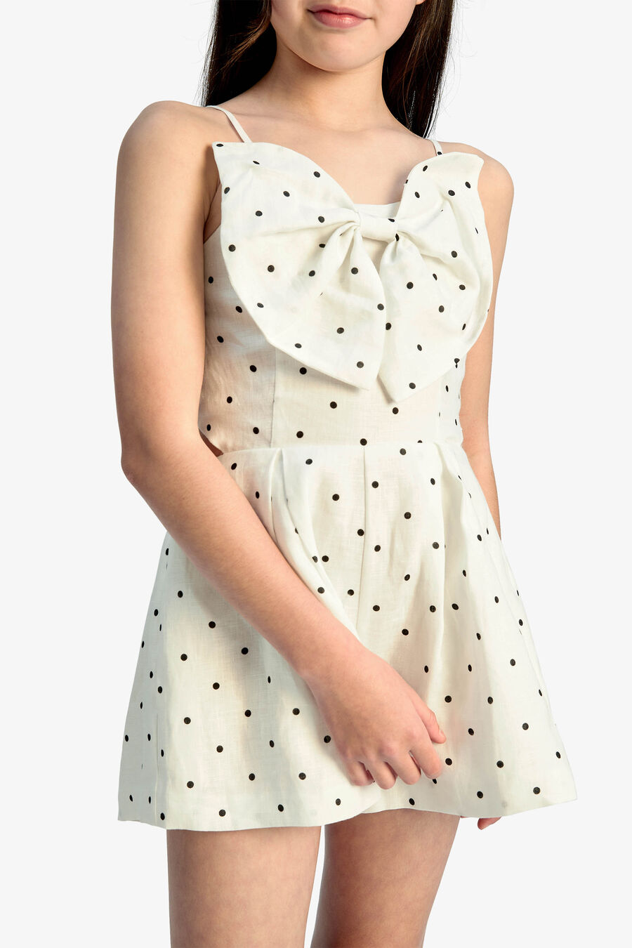 Girls Vieda Linen Bow Front Playsuit