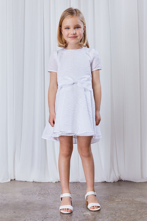 GIRLS ISLA BOW DRESS in colour BRIGHT WHITE