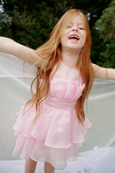 FALLON ORGANZA MINI DRESS in colour BEETROOT PURPLE