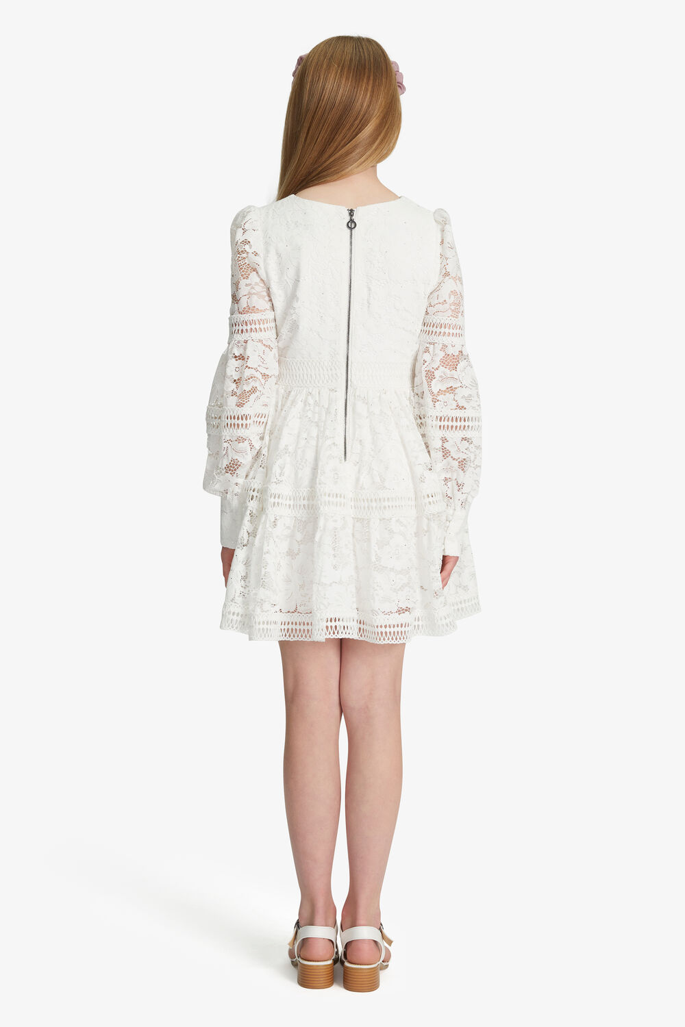 GIRLS LENNIE LACE SPARKLE DRESS in colour CLOUD DANCER