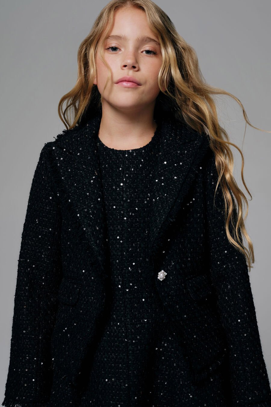 AVA BOUCLE BLAZER in colour Black