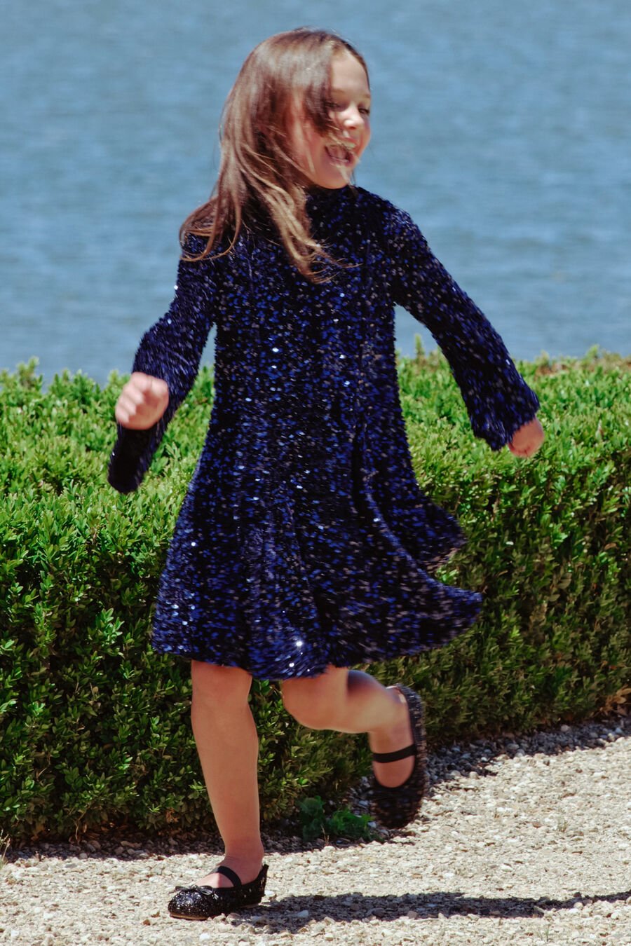 ANNIE SEQUIN MINI DRESS in colour Navy