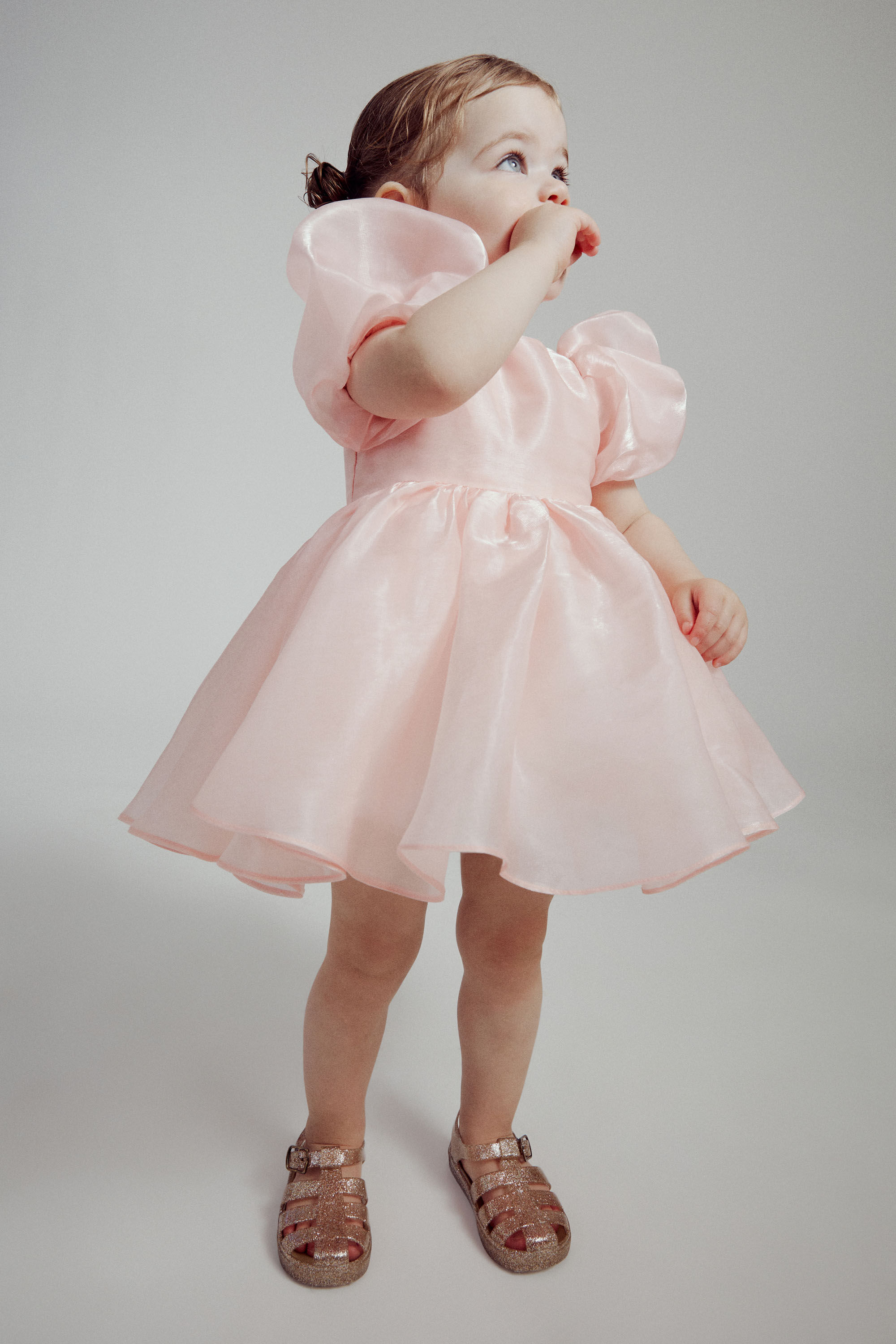 Baby Girl Halina Mini Dress In Powder Bardot Junior