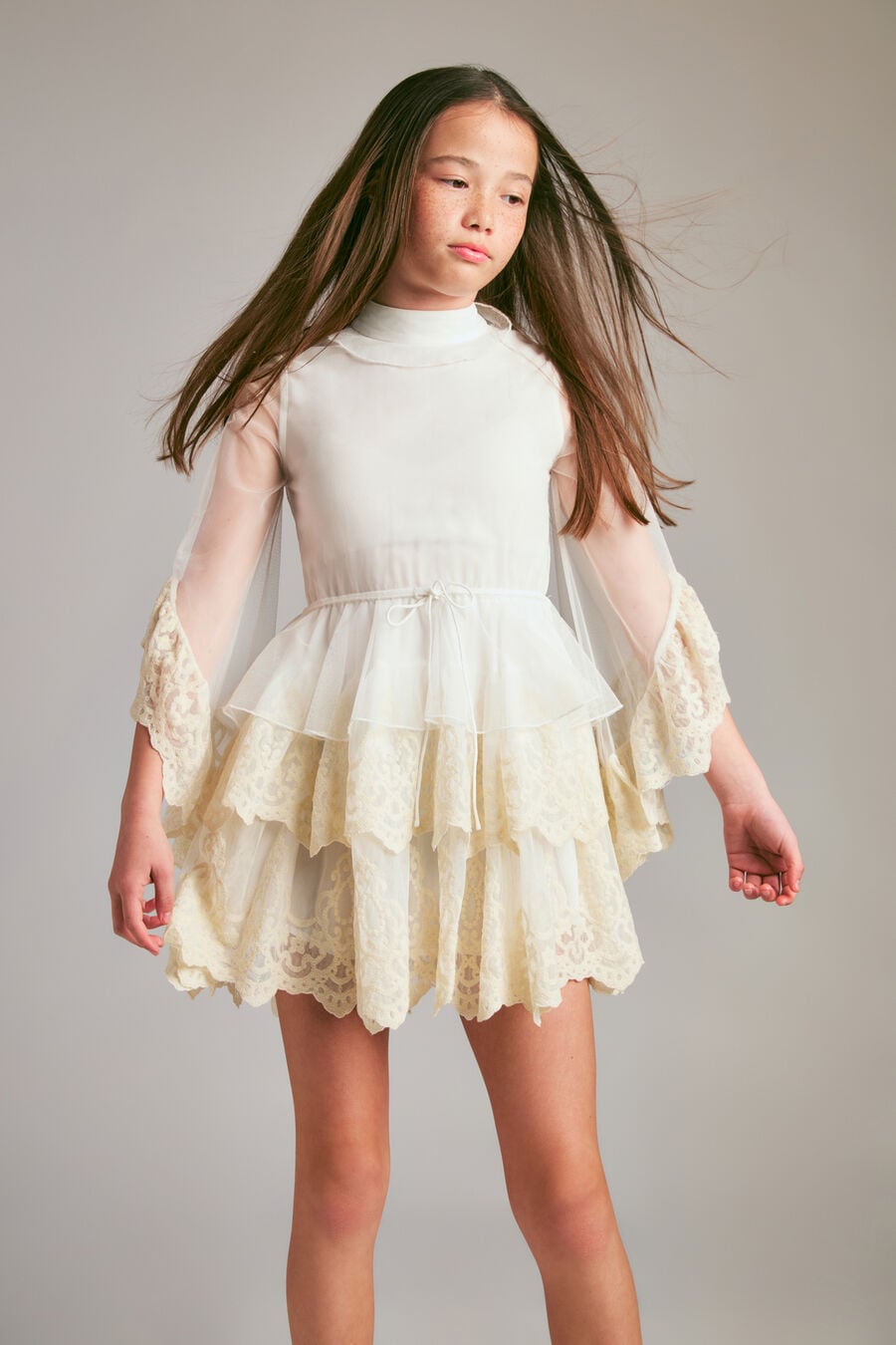 Girls Anyssa Lace Edge Ruffle Dress