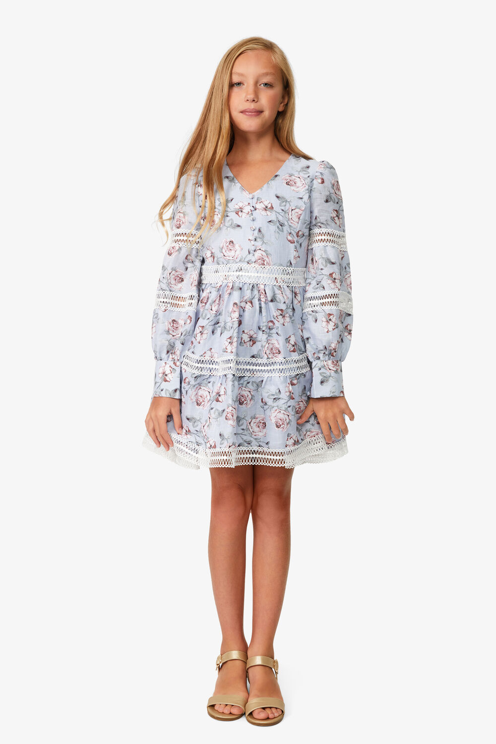 GIRLS VENICE FLORAL MINI DRESS in colour TAP SHOE
