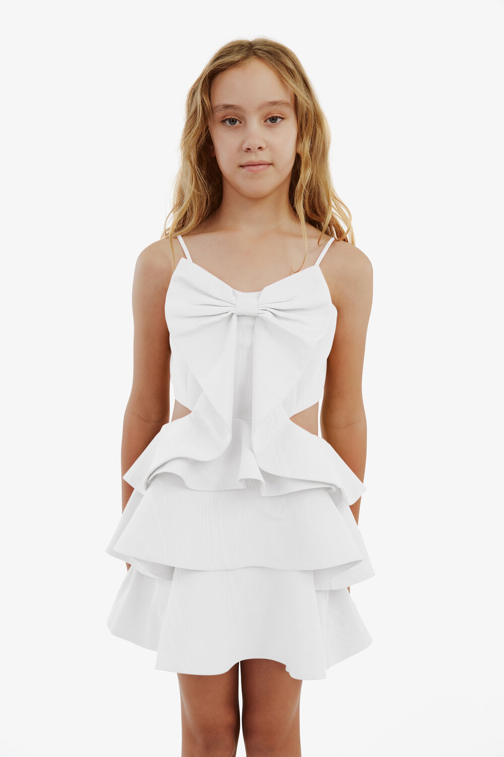 TULIP BOW DRESS in colour BRIGHT WHITE