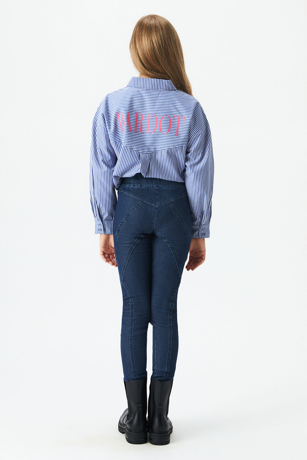 Girls SPLICED DENIM LEGGING in colour TRUE NAVY