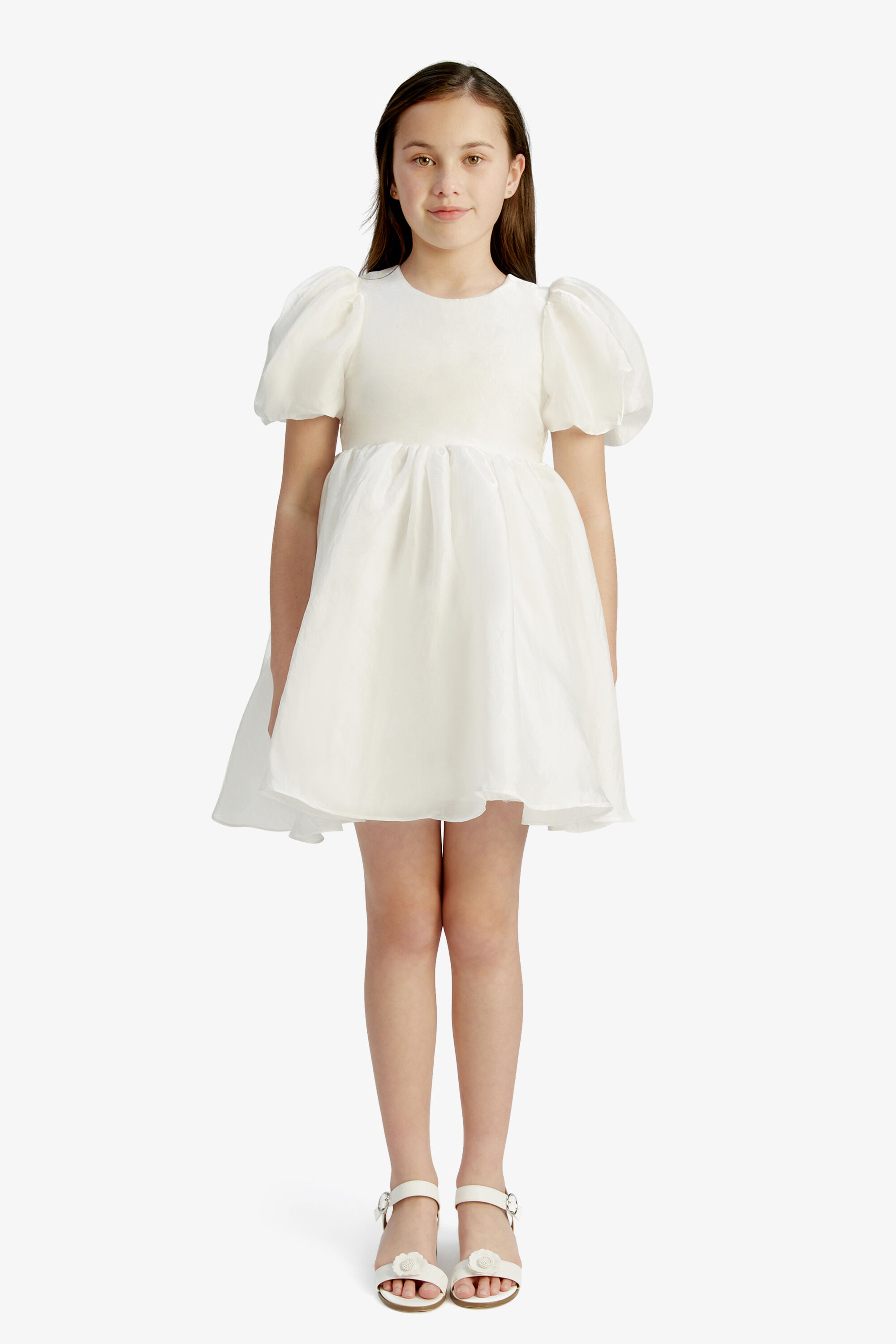 Girls Juliet Mini Dress In Orchid White Bardot Junior
