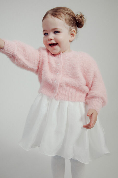 BABY GIRL BELL SLEEVE CARDI in colour SACHET PINK