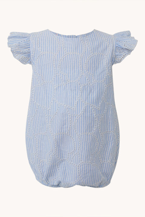 BABY GIRL MINI STRIPE BRODERIE GROW in colour BURNT OLIVE