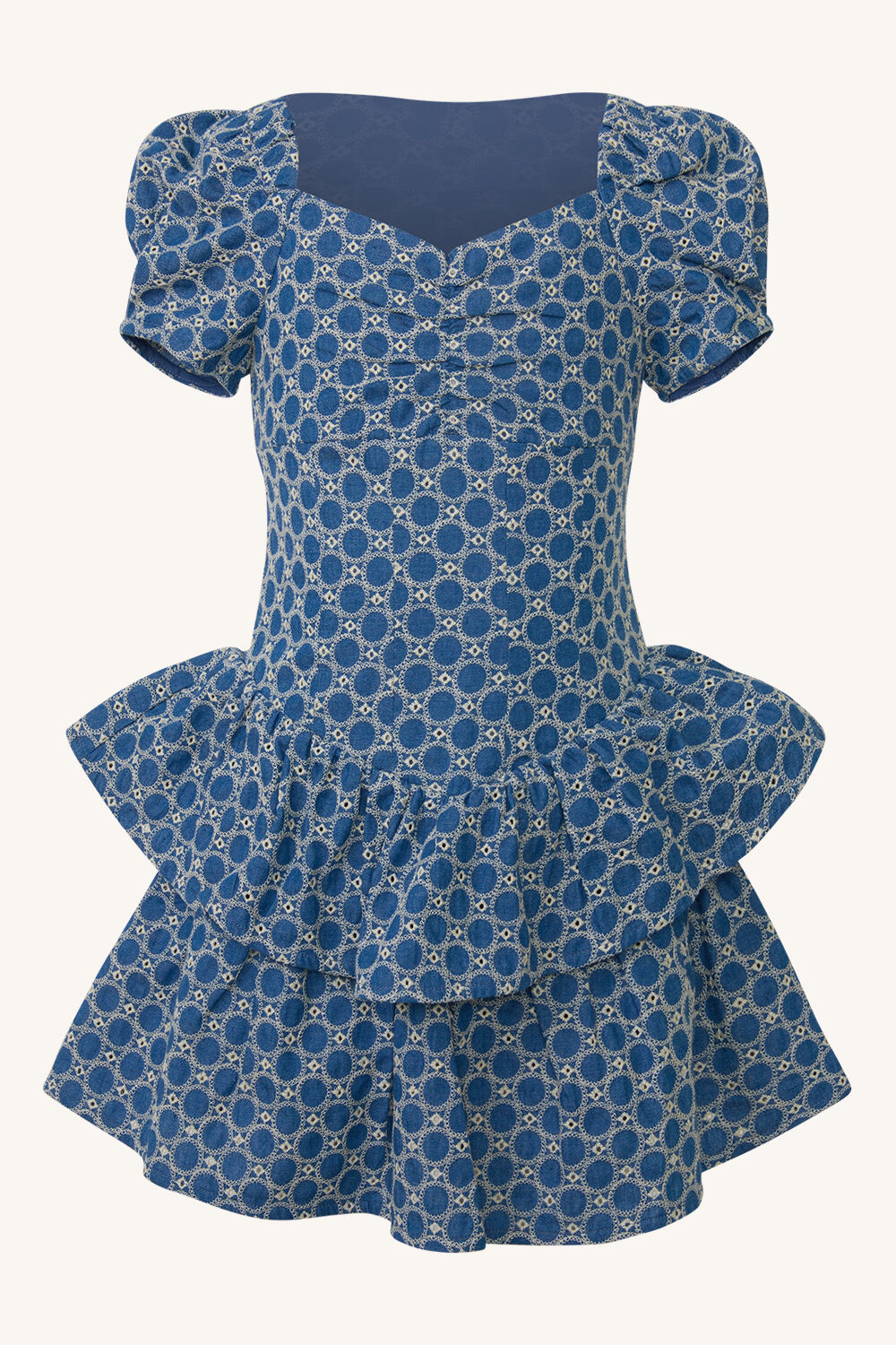 GIRLS BRODERIE CORSET DRESS in colour CHAMBRAY BLUE