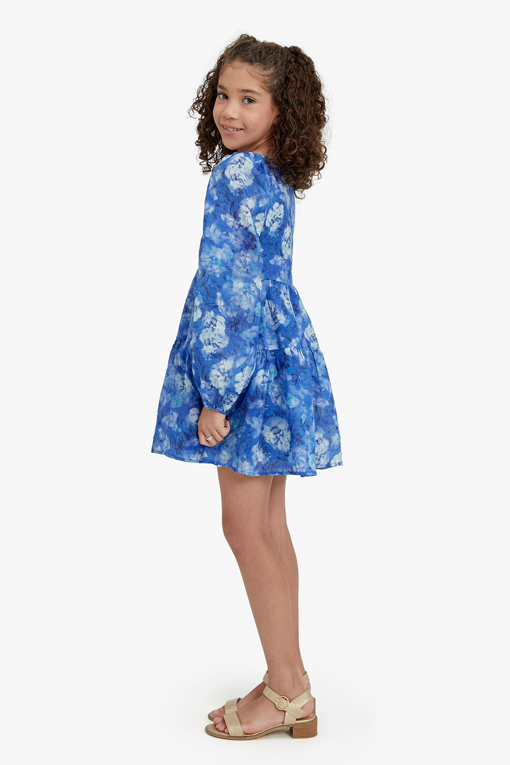 GIRLS AIRLEA FLORAL  DRESS in colour ROYAL BLUE