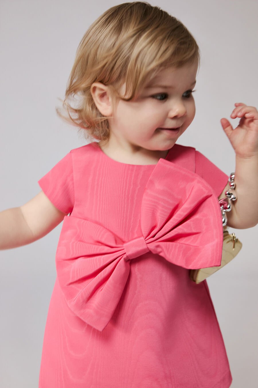 STEFANIA BOW MINI DRESS in colour BLISS PINK