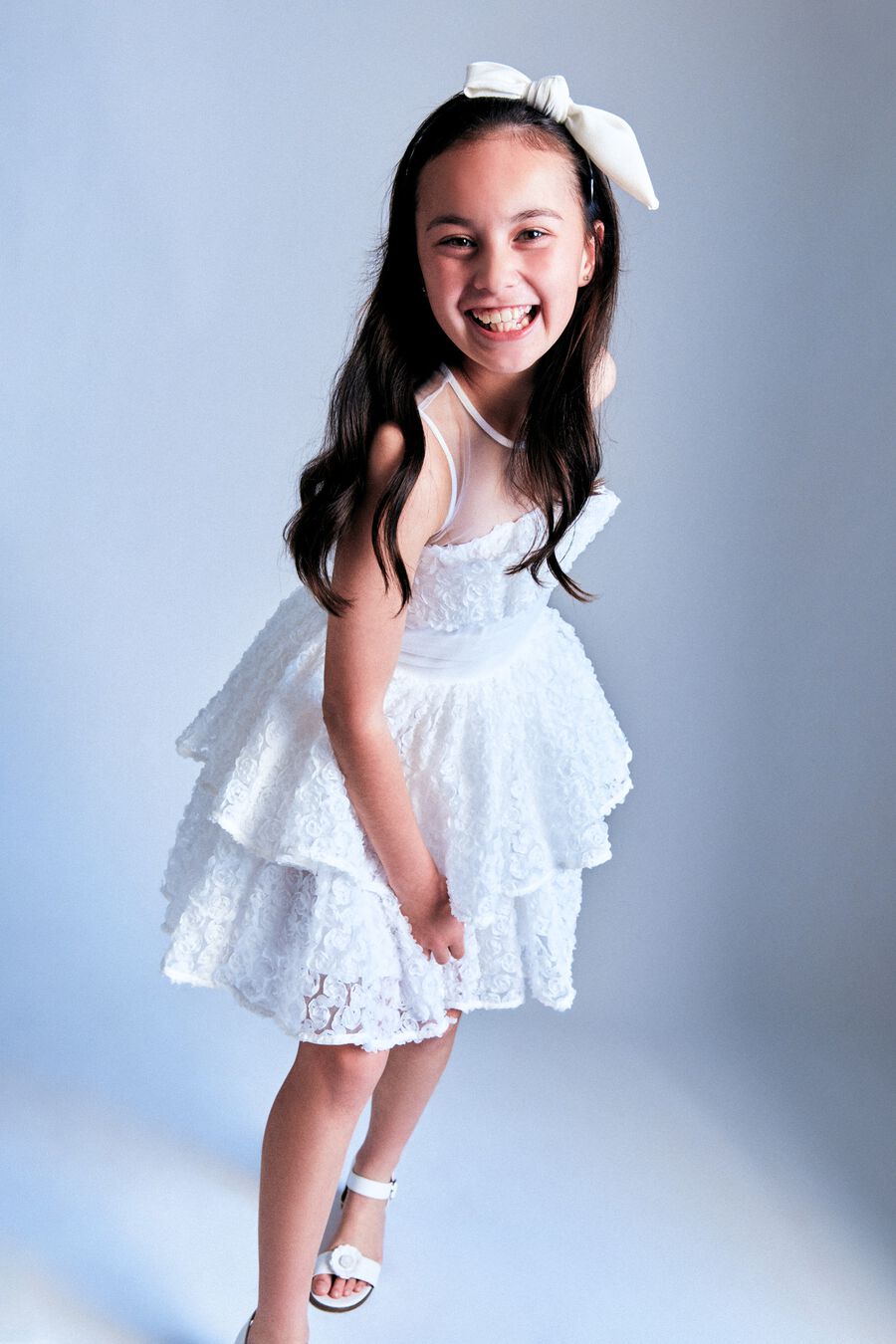 Girls Rosette Tulle Mini Dress