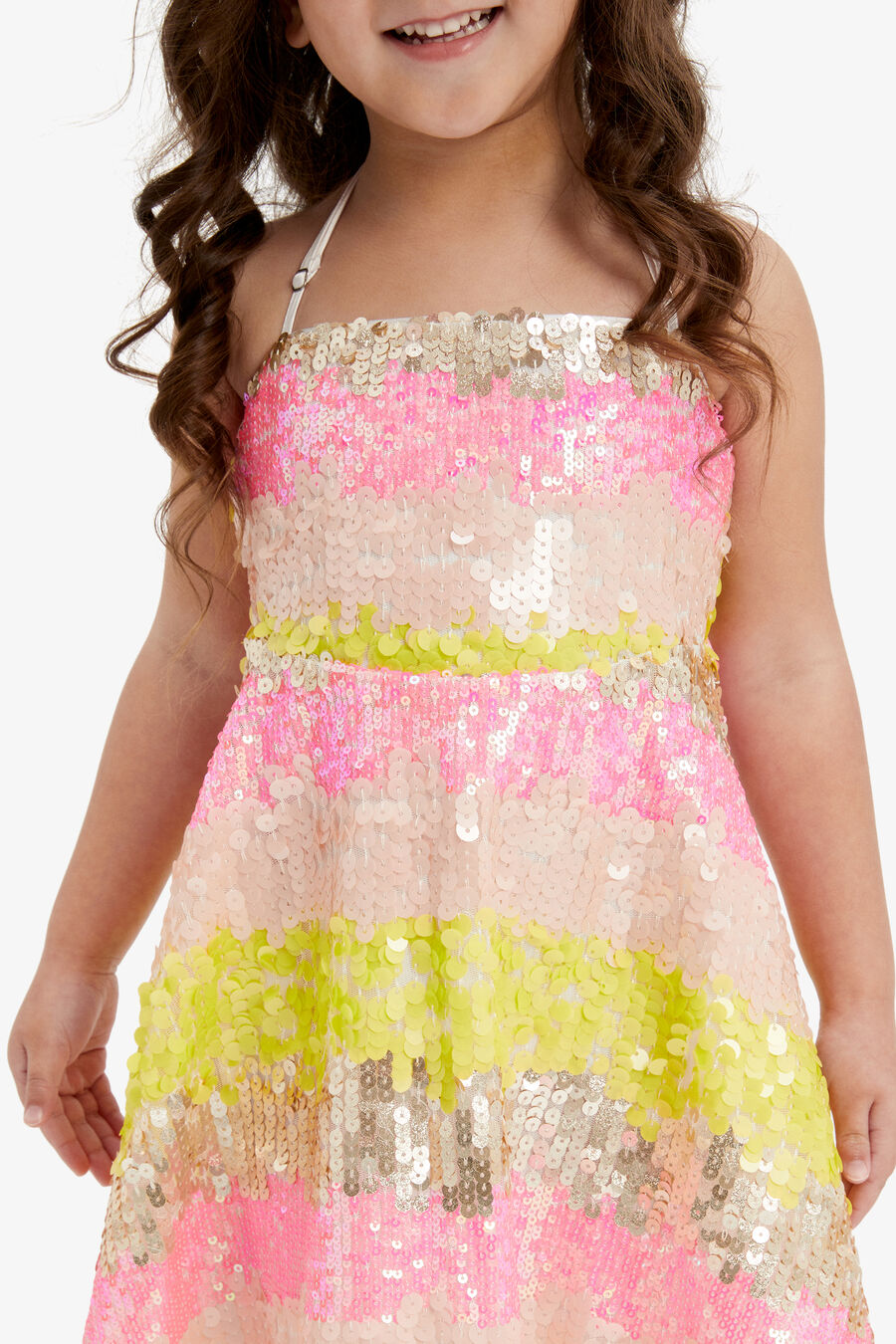 Girls Sequin Halter Dress