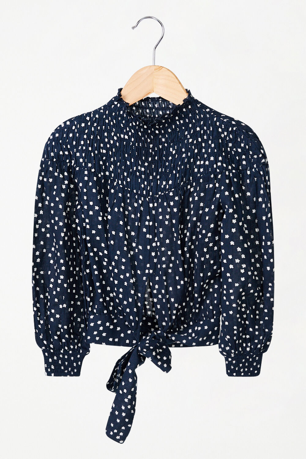 GIRLS HOLLY SHIRRED BLOUSE  in colour POWDER BLUE
