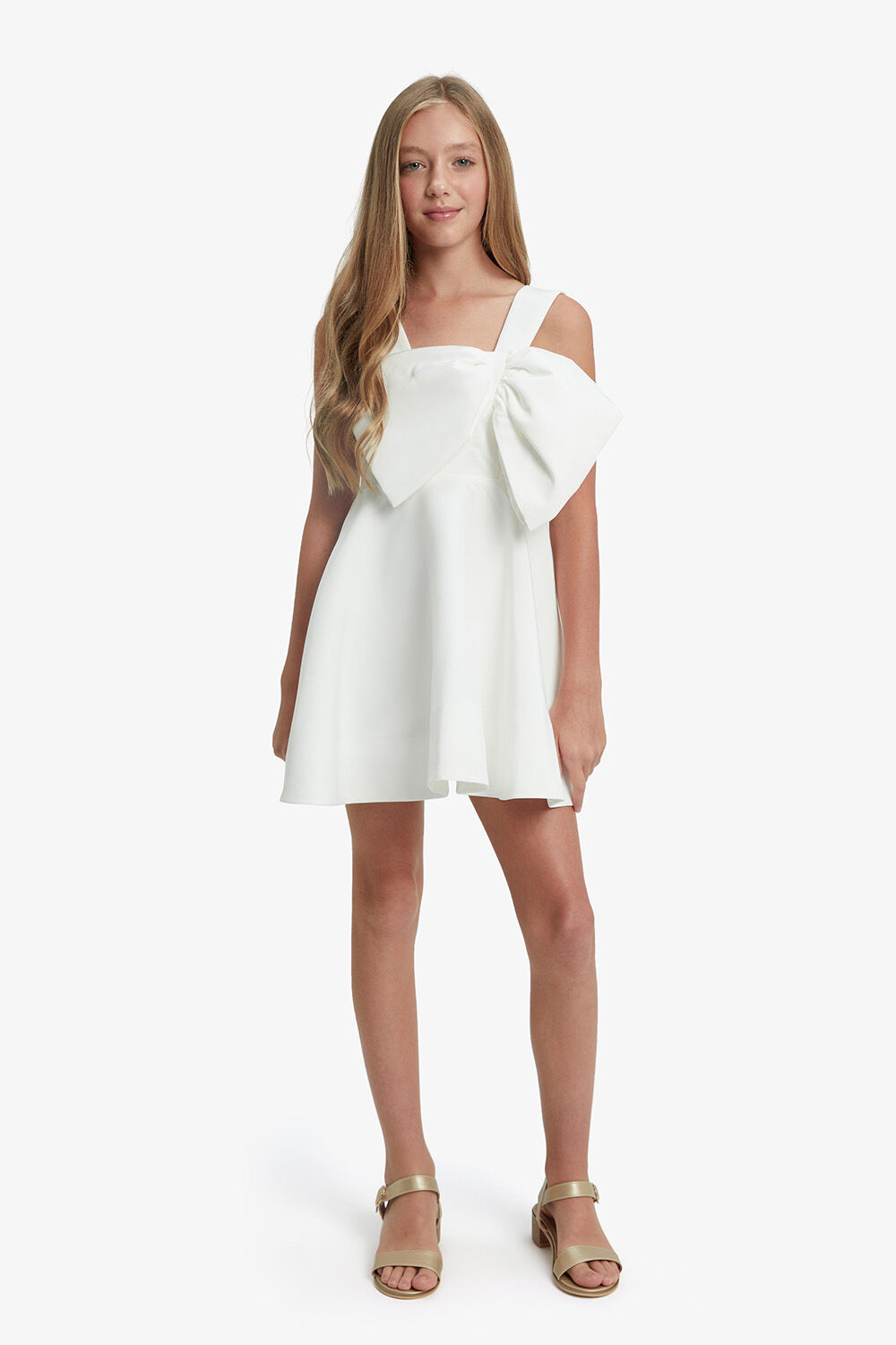 GIRLS STEFANIA MINI BOW DRESS in colour BRIGHT WHITE
