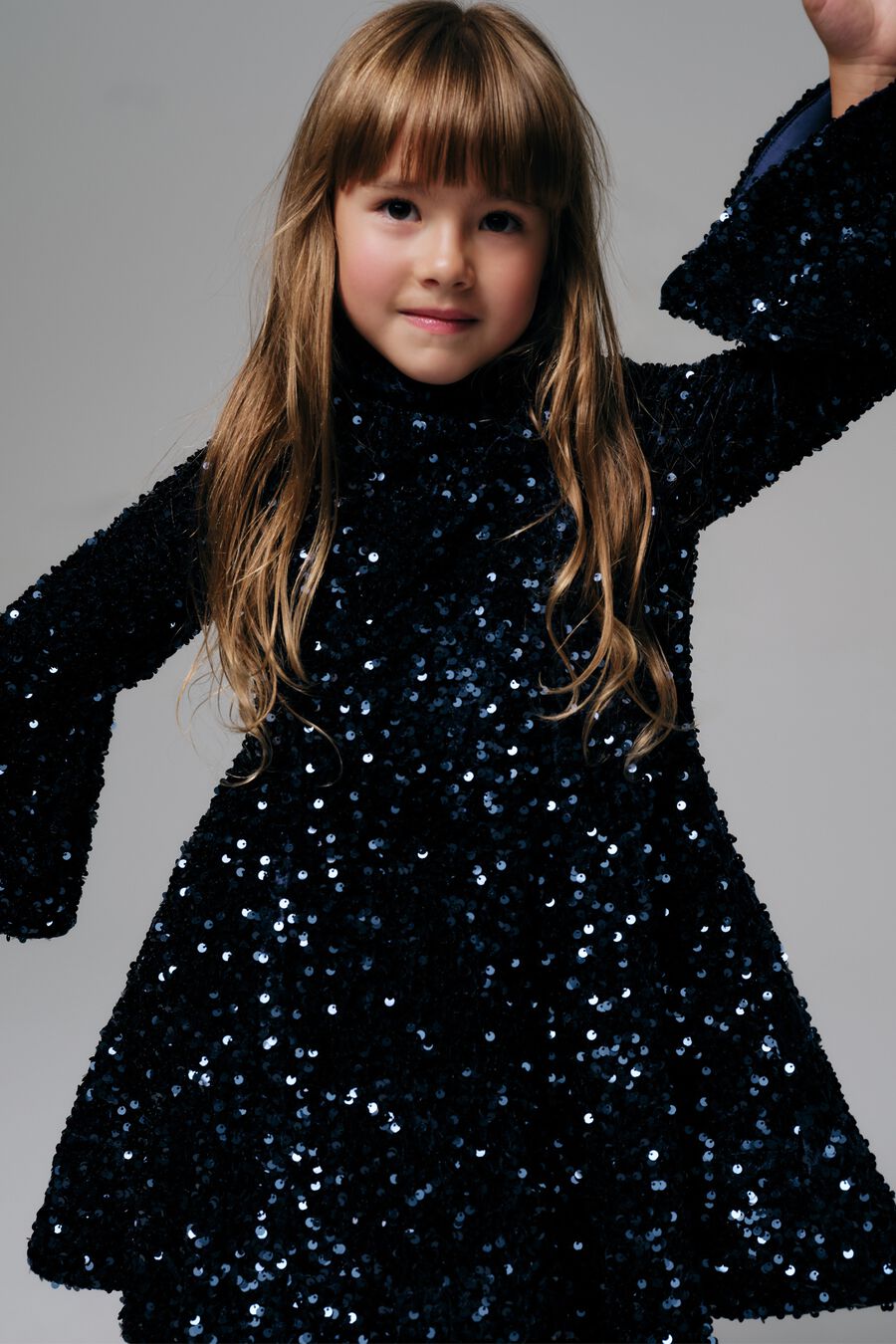 ANNIE SEQUIN MINI DRESS in colour Navy