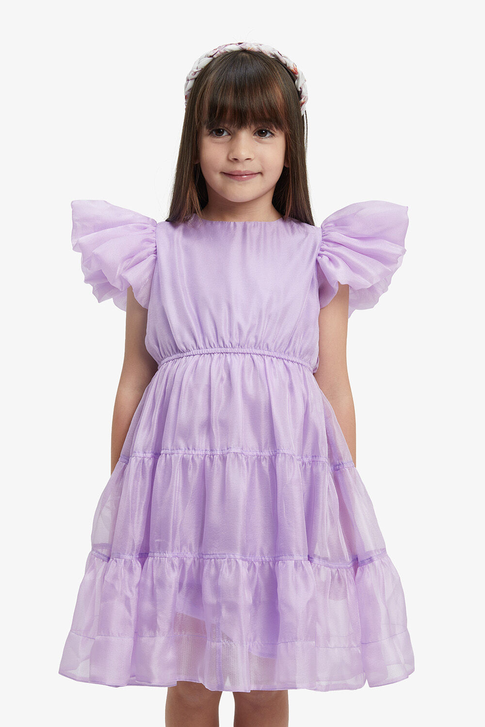 OSHIN ORGANZA DRESS in colour LILAC CHIFFON