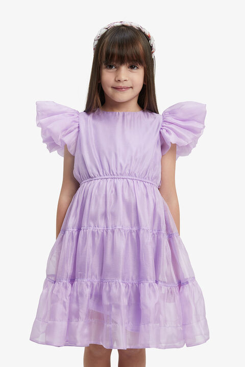 OSHIN ORGANZA DRESS in colour LILAC CHIFFON