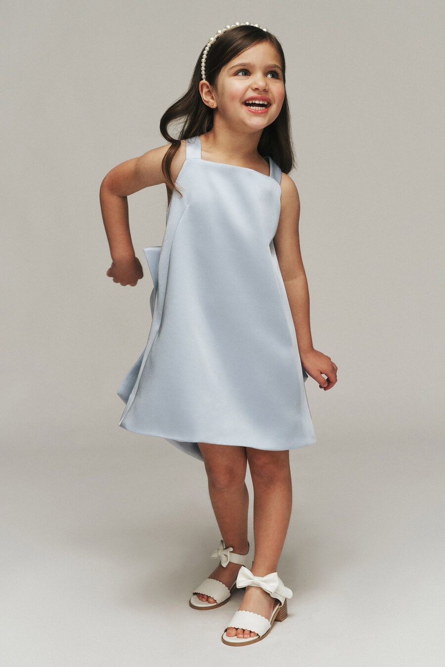 Girls Luna Satin Bow Dress