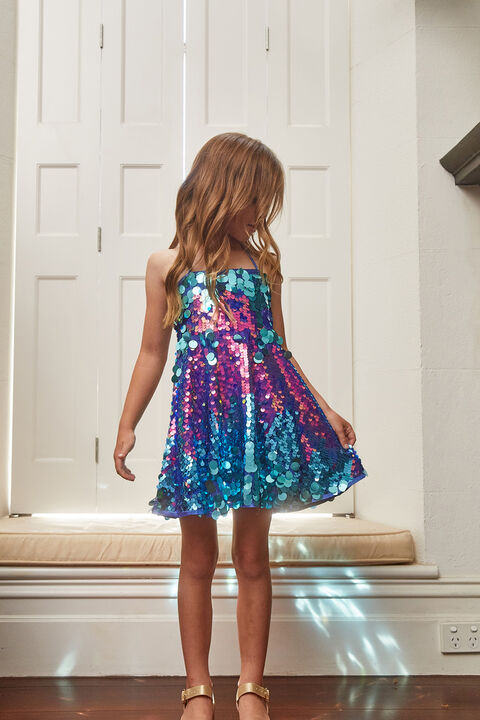 SEQUIN HALTER DRESS in colour JET BLACK