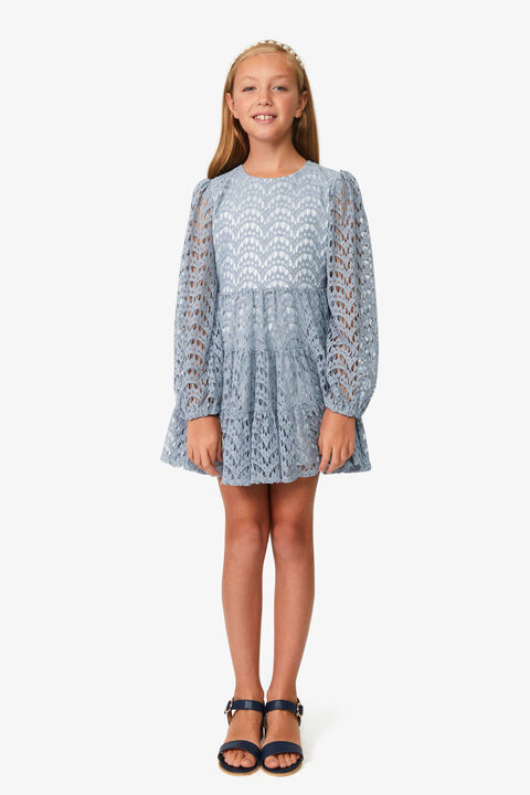 GIRLS ELLA LACE DRESS in colour ASHLEY BLUE