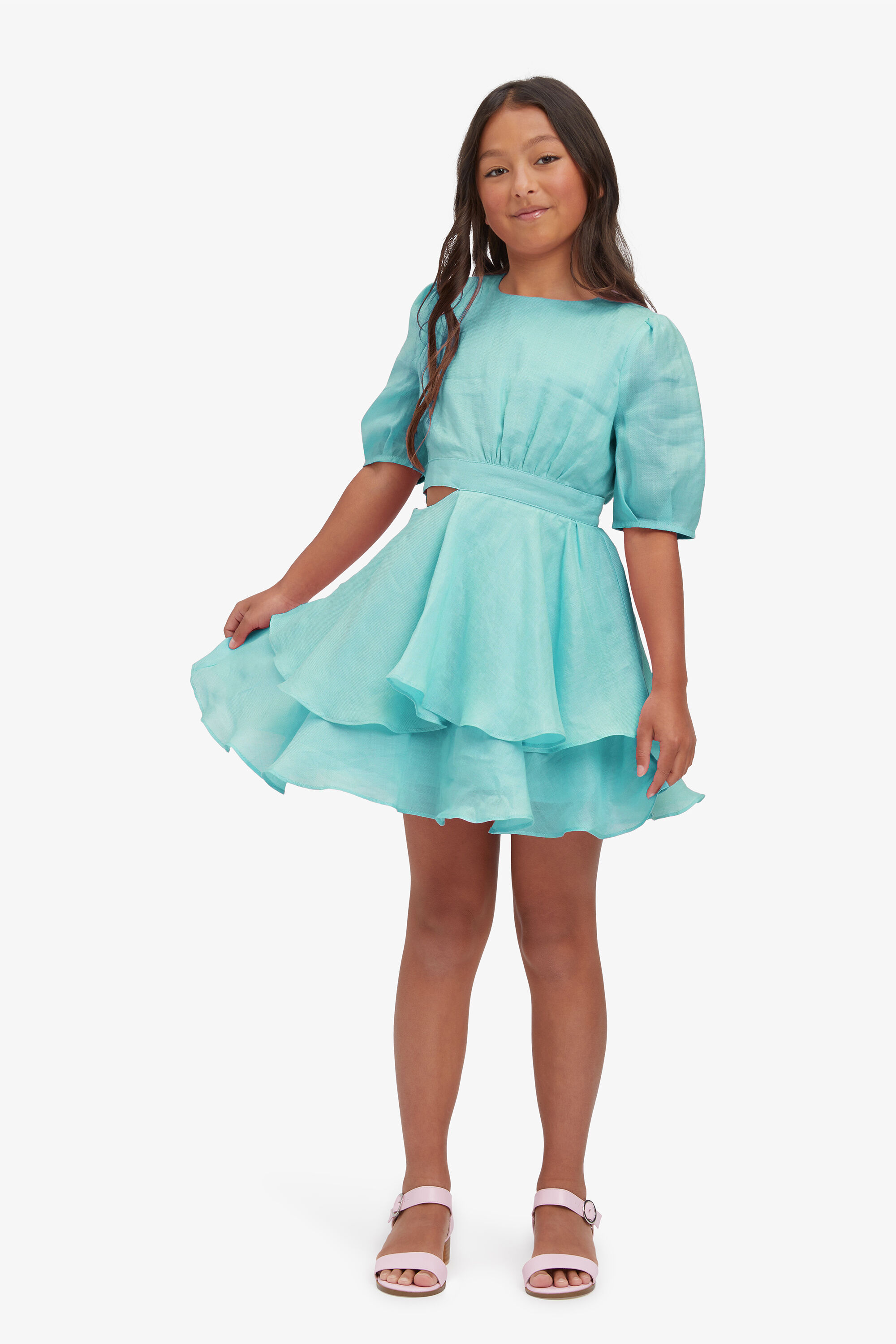 Aqua blue dress for little girl outlet