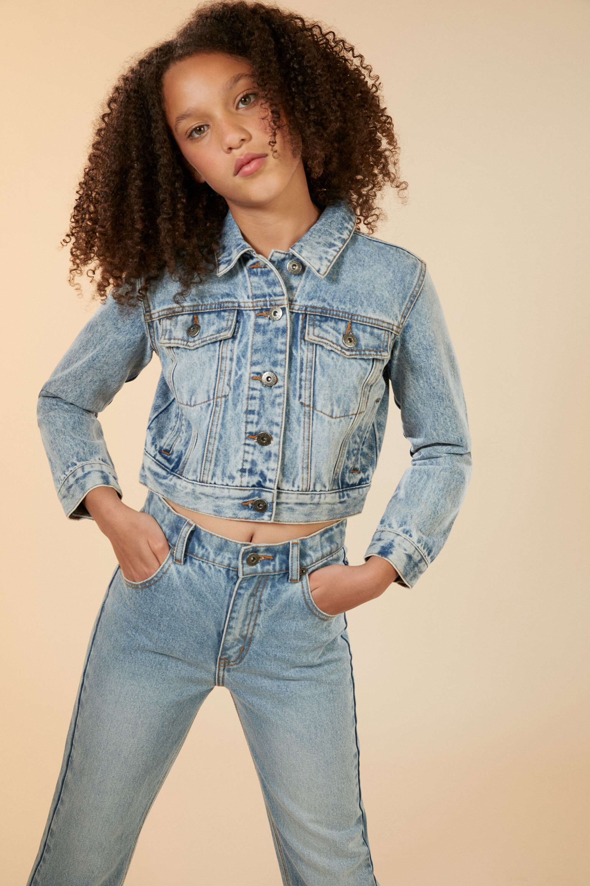 Girls Relaxed Denim Jacket In Vintage Bardot Junior