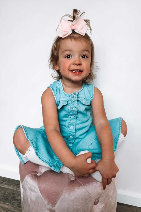 BABY GIRL KATIE DENIM DRESS in colour MIDNIGHT NAVY