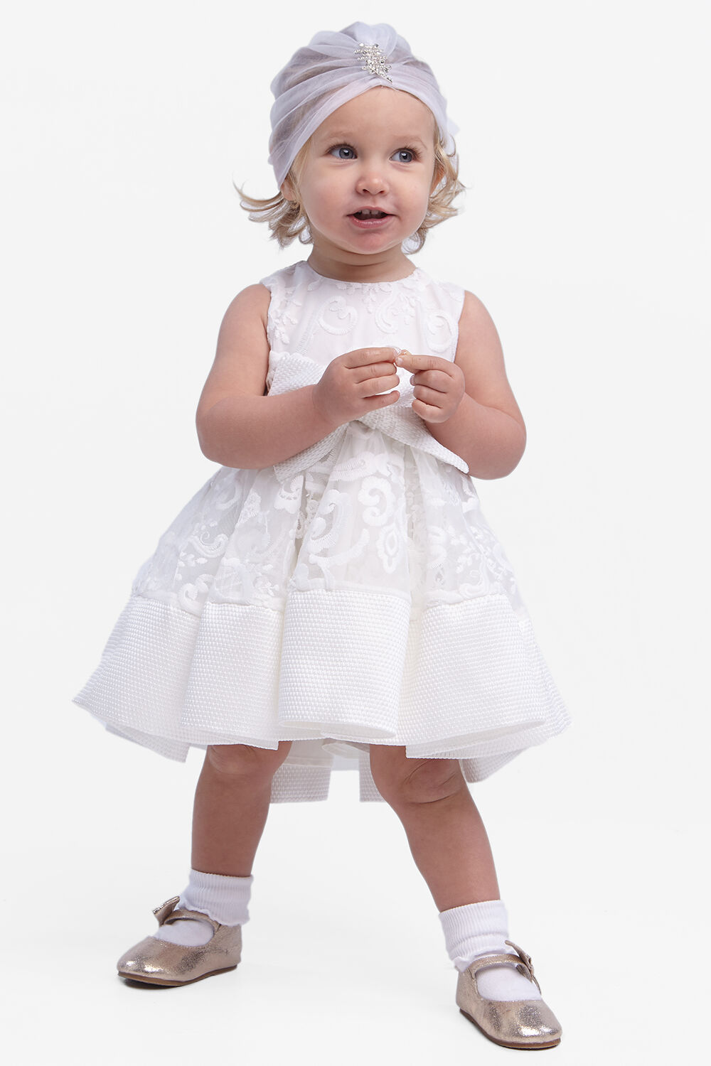 Baby Girl Ava Starlet Dress in Ivory