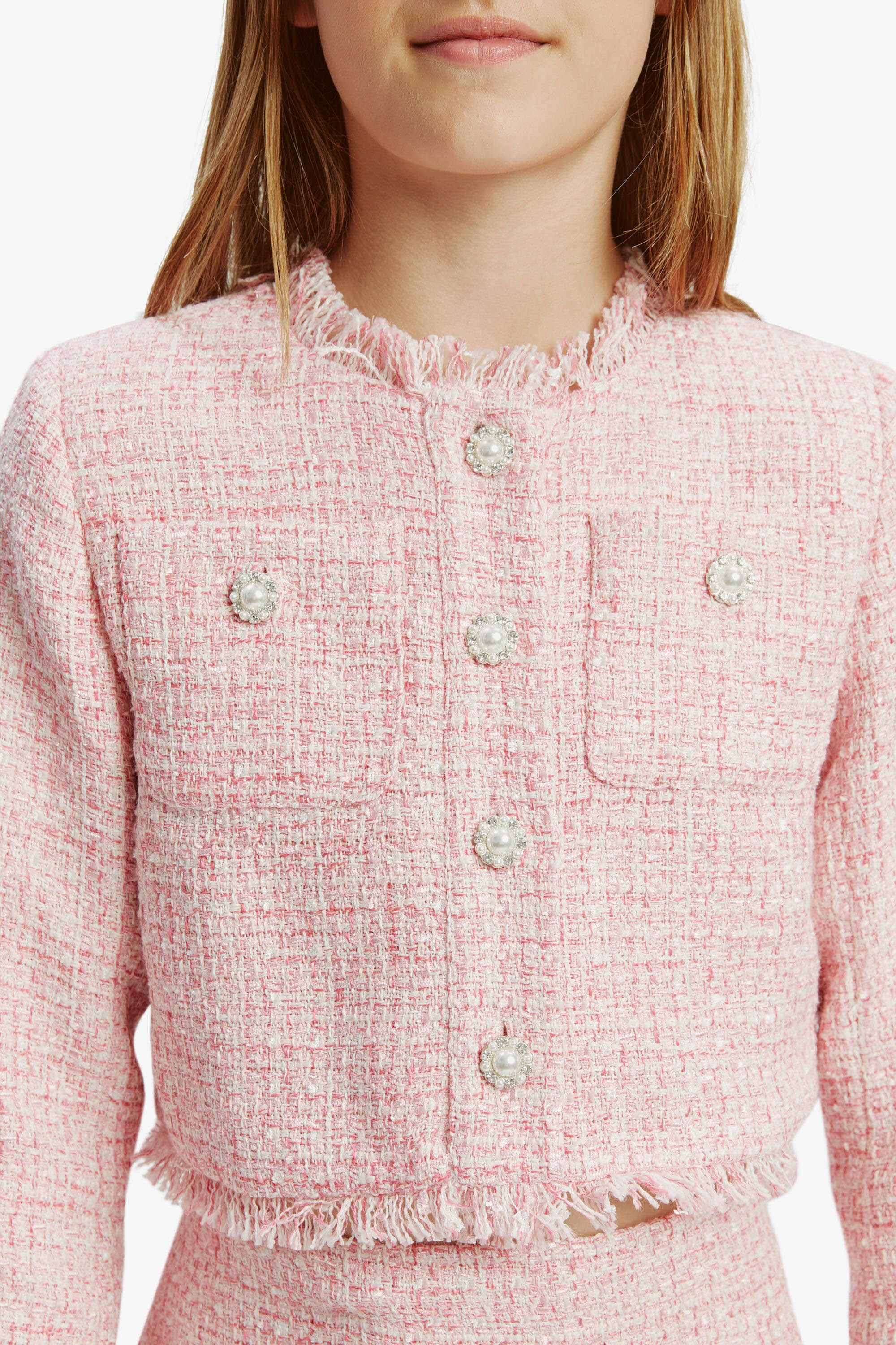Girls Mischa Boucle Jacket In Pink Icing Bardot Junior