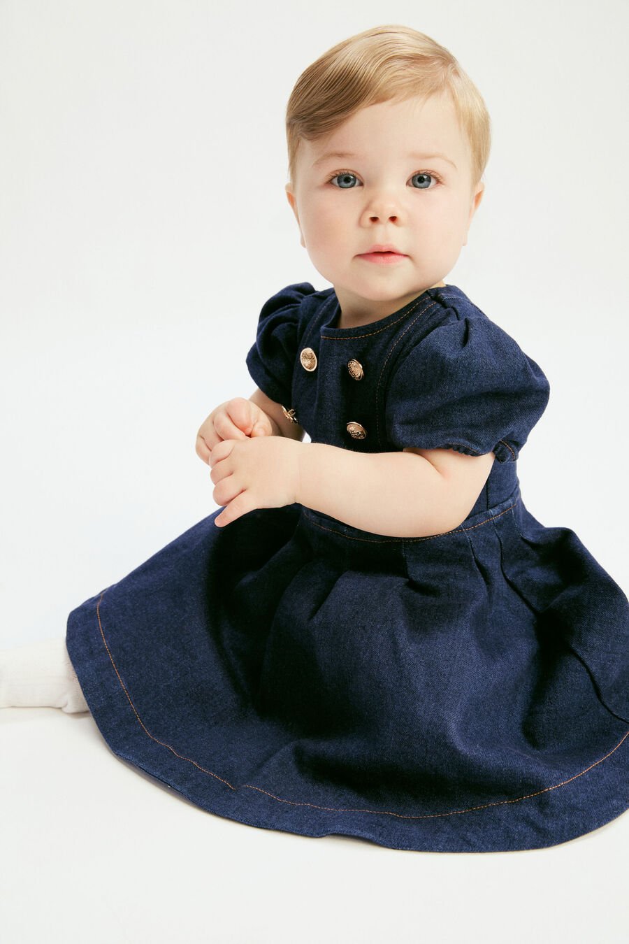 Baby Pleat Denim Mini Dress