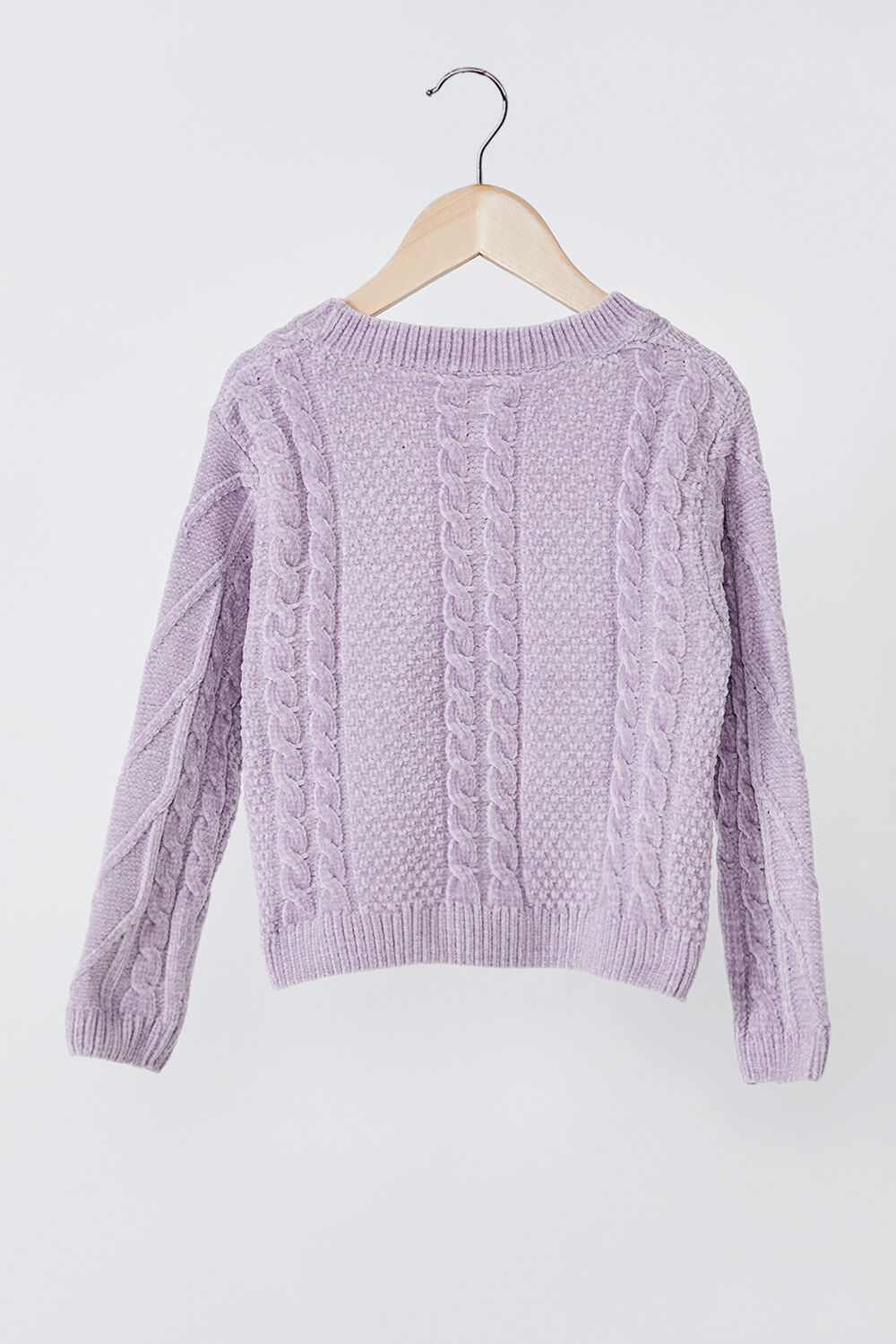 GIRLS STELLA CABLE KNIT SWEATER in colour LILAC CHIFFON