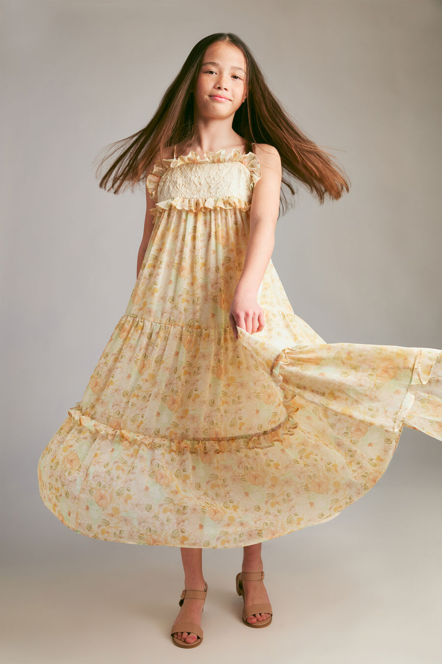 ANNA FLORAL CHIFFON DRESS in colour Floral