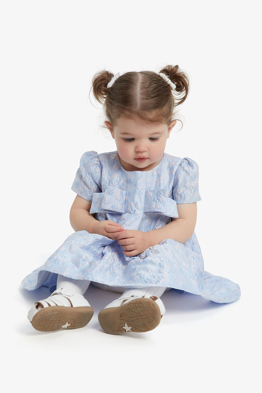 BABY GIRL MEADOW BOW DRESS in colour BABY BLUE