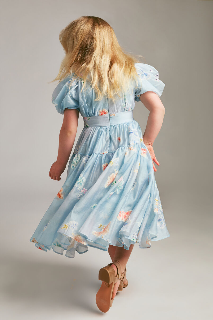 ZOE BUTTERFLY MIDI DRESS in colour Steel Blue